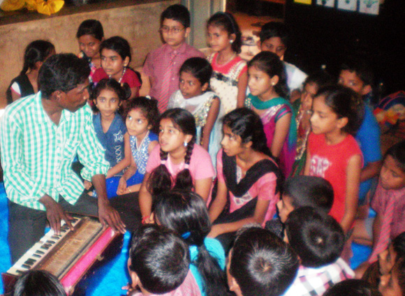 Students of 8th and 9th grade of Government High School, Kundapur explore poetry, 
as part of Sadanand Byandoor's project