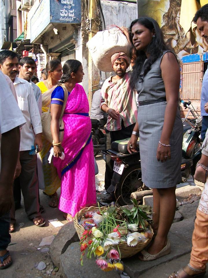 Intervention by Anupama. Project 560: Intervention by the 080:30 Collective at K R Market