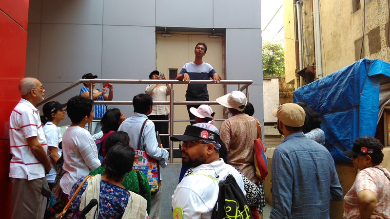 In front of the Metro Station, site of the old Plaza theatre - caught between many identities