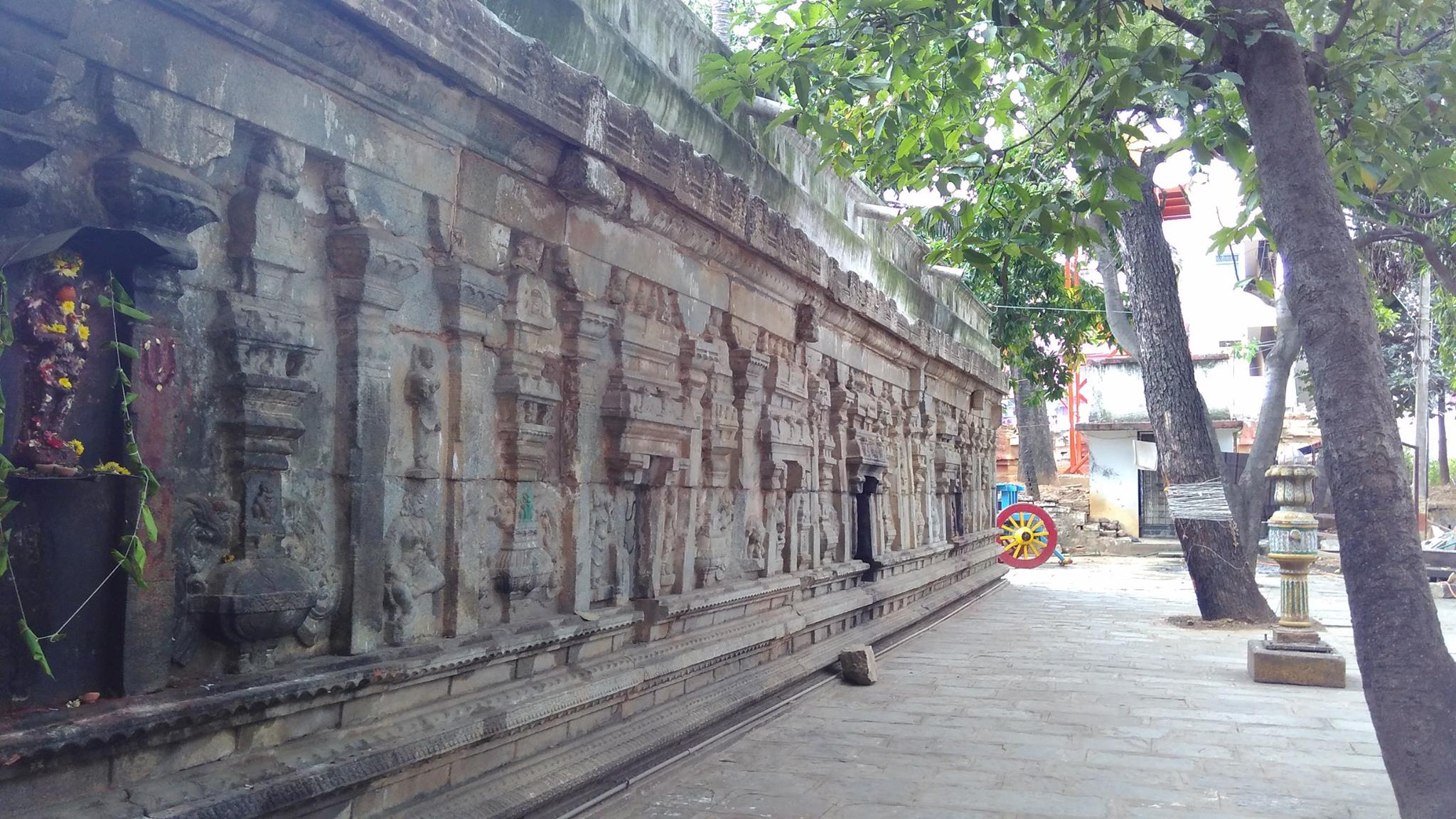 The intricately carved walls of the Someshwara Temple
