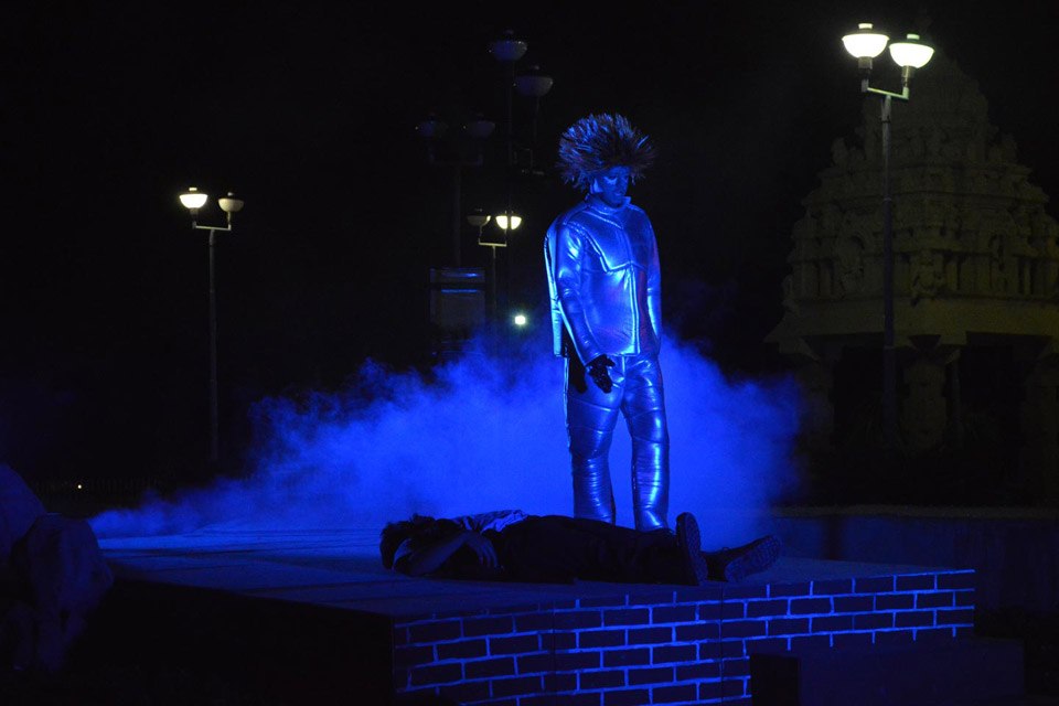 Rangasiri performing at the Kempegowda Tower, Mekhri Circle The Project 560 Found Spaces Festival